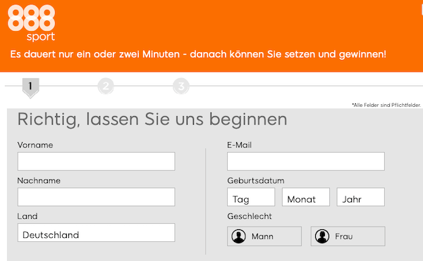 888sport Testbericht zur Anmeldung