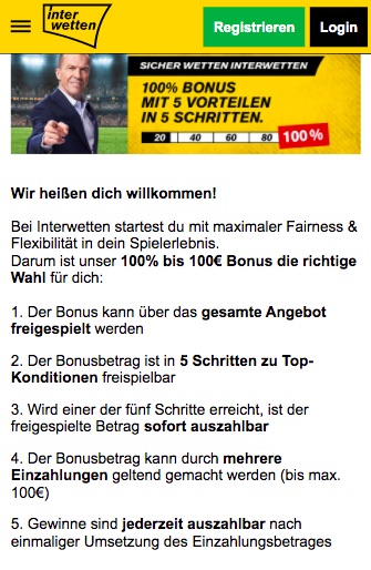 Neukunden Bonus von Interwetten