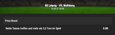Quotenboost von bwin zu Leipzig gegen Wolfsburg 16.5.2021