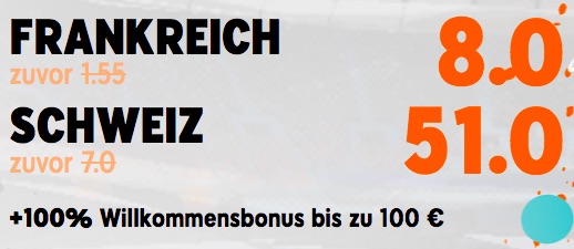 Frankreich vs Schweiz Boost bei 888sport