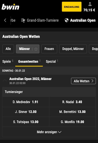 Bwin Quoten Australian Open