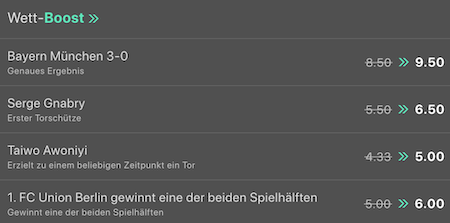 Bayern gegen Union Berlin Wett Boosts von bet365