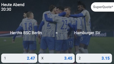 Hertha HSV Quoten bei Betano