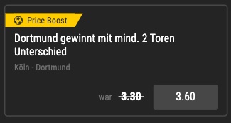 Bwin Price Boost Köln vs Dortmund