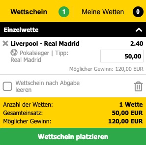 Interwetten Liverpool vs Real Madrid Wette