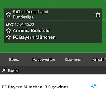 Bielefeld gegen Bayern mit Quotenboost bei Neobet