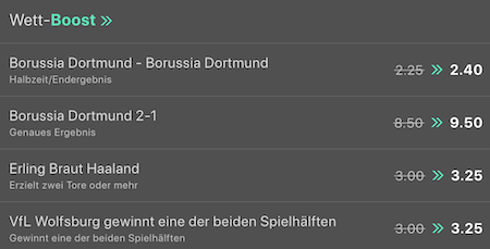 Dortmund gegen Wolfsburg mit den bet365 Boosts tippen