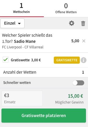 Tipico Wettschein Liverpool Villarreal