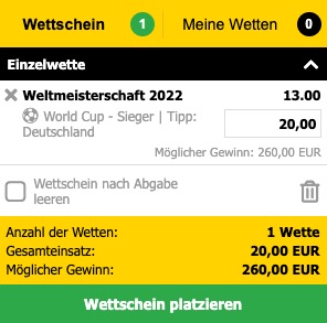 Interwetten bietet eine Topquote zum WM Titel Deutschlands an