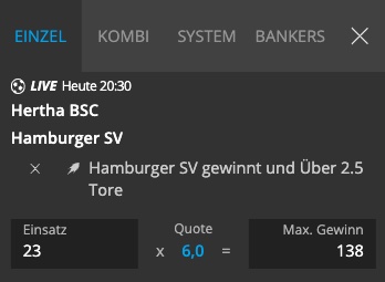 Neobet Wettschein HSV Sieg