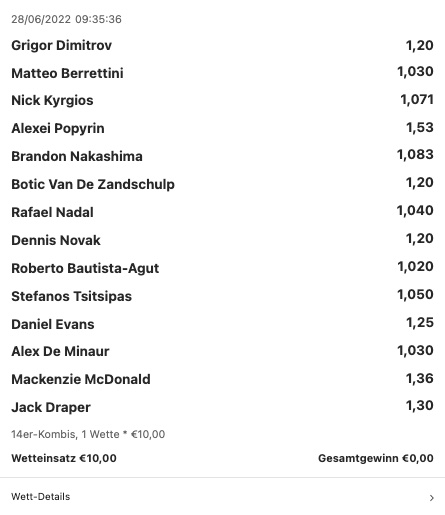 bet365 Wette verloren 