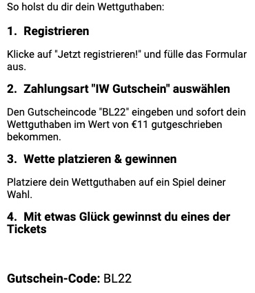 Anleitung zur 11€ IW Freebet