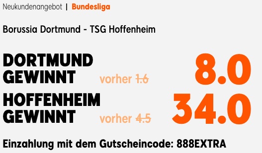 BVB Hoffenheim Wett Boost 888sport