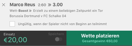 Marco Reus Tor Wette bei bet365 BVB vs Schalke