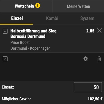 Dortmund vs Kopenhagen Wett Tipp bei bwin