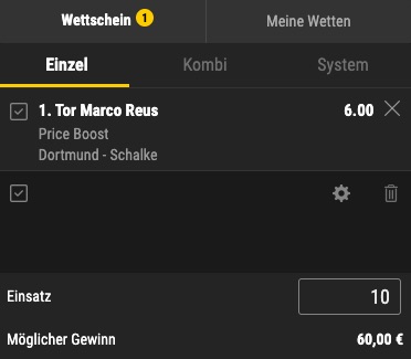 Bwin Price Boost bei Dortmund vs Schalke