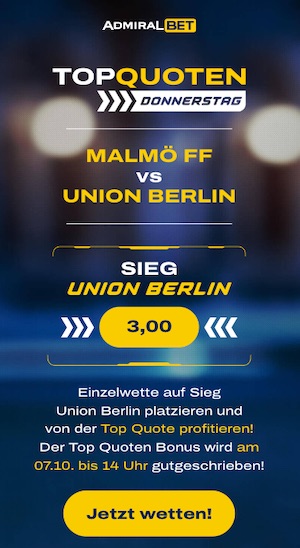 Admiralbet Union Berlin Topquote vs Malmö