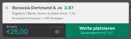 bet365 Quoten BVB vs VfB