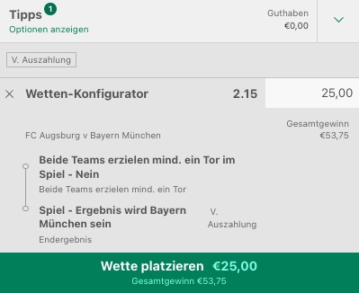 Augsburg Bayern Wettschein bet365