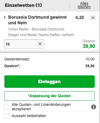 Betway Quoten Union vs BVB