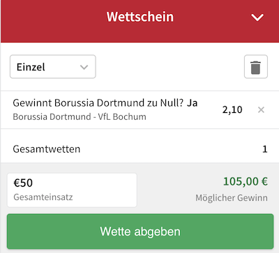 So könnte ein Wettschein auf das Spiel bei Tipico aussehen!