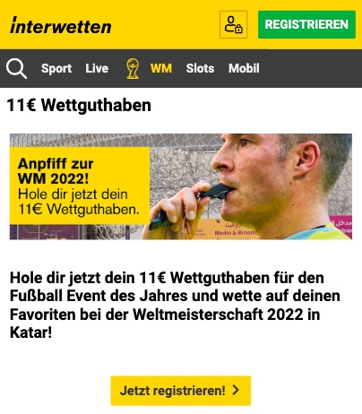 Interwetten WM 11€ Freebet