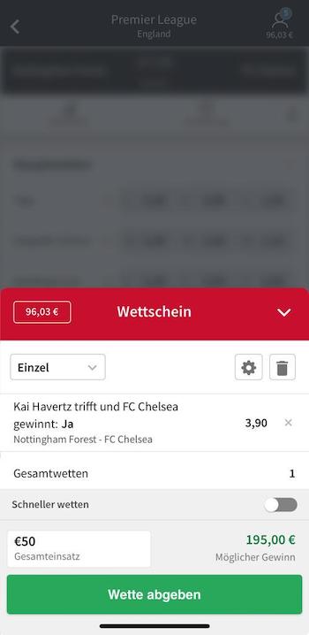 Tipico Chelsea Wettschein