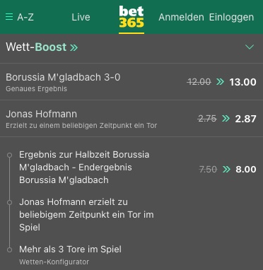Gladbach Boosts bet365