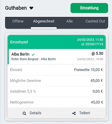 Erfolgreiche Freebet von der Betano Mission Europapokal