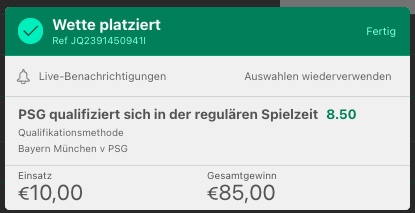 Bayern PSG Wette bet365