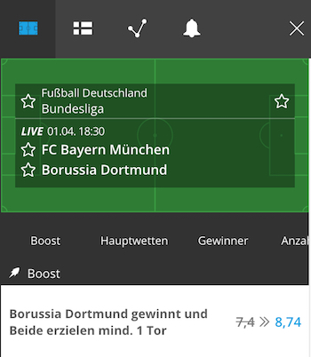 neobet boost bayern bvb quoten
