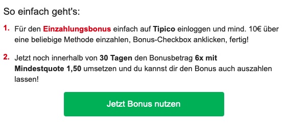 Einzahlungs Bonus Tipico für Bestandskunden