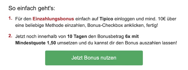 Reload Bonus bei Tipico Juli 2023