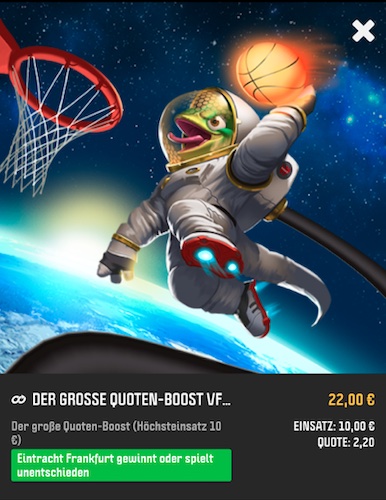 Gewonnener goldener Boost bei Winamax - Wolfsburg vs. Frankfurtl