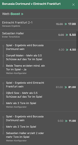 bet365 wett boosts bvb sge