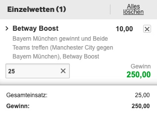 City Bayern Boost Betway