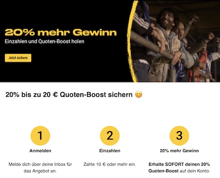 Bwin Boost 20% Angebot