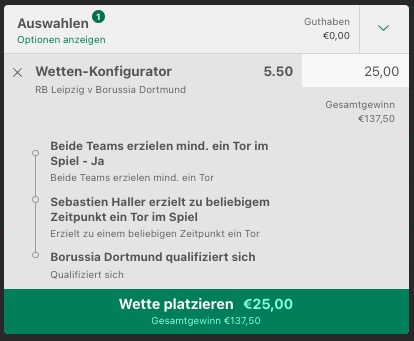 RB Leipzig vs BVB Wetten bei bet365