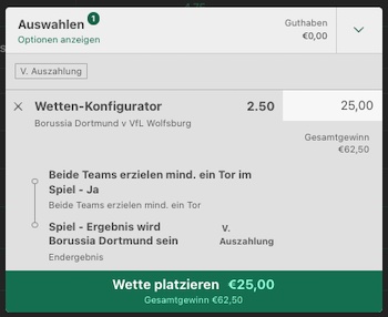 BVB WOB Quoten bei bet365