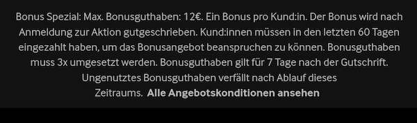 Betway 12€ Bonus für Bestandskunden