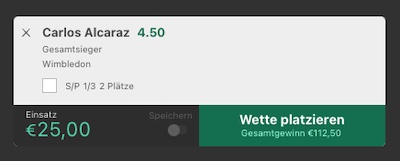 bet365 Wimbledon Alcaraz Tipp