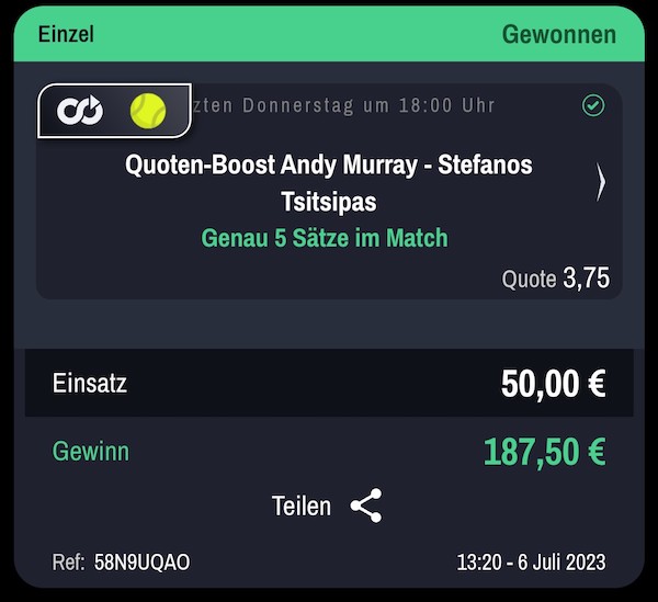 Wimbledon Wette mit silbernen Boost von Winamax
