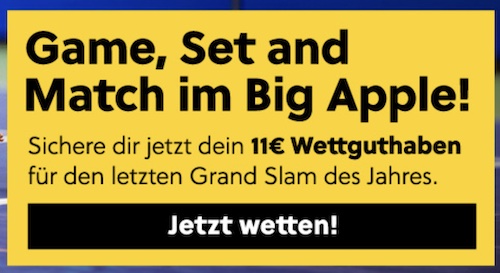 11 € ohne Einzahlung zur US Open bei Interwetten