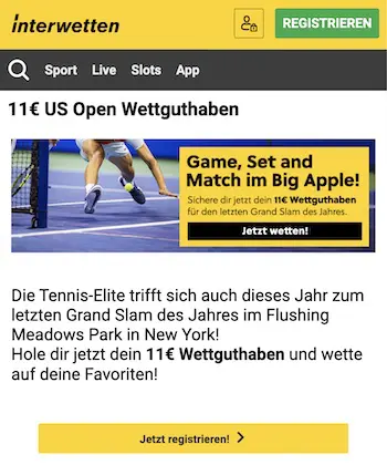 11 € ohne Einzahlung IW US Open