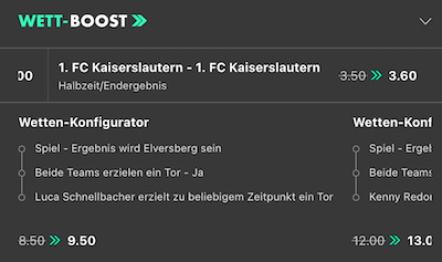 Quotenboost von bet365 zu Kaiserslautern vs. Elversberg