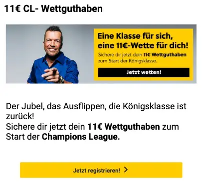 11 € gratis zur Champions League