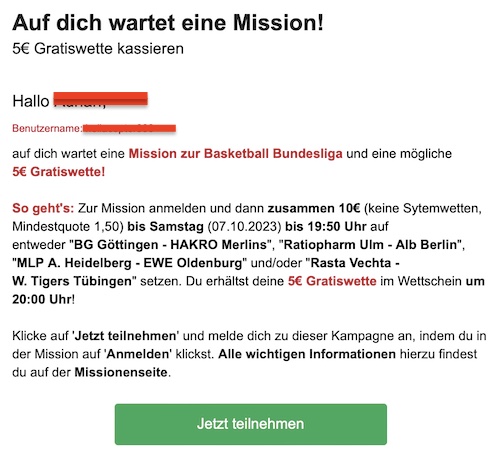 5 € Freebet bei Tipico für Bestandskunden