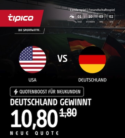 USA Deutschland Quotenboost bei Tipico