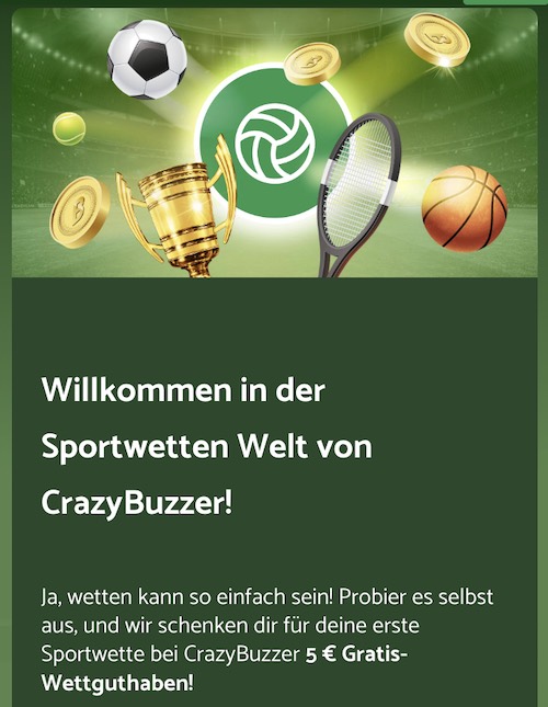 5 € Gratiswette bei Crazybuzzer