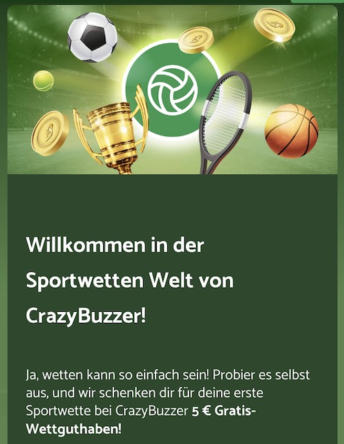 5 € Gratiswette bei Crazybuzzer